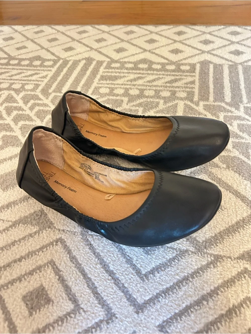 Time and Tru Black Slip-On Memory Foam Flats